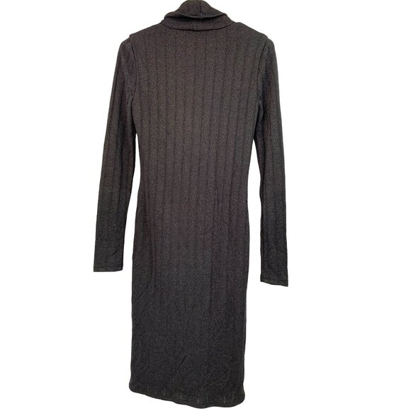 WHBM Sweater Dress Midi Mock Neck NWT Size 4 S Shimmer Sheath 7782 Black Ikat - Picture 8 of 9